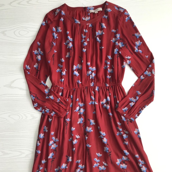 LOFT Red Bluebell Blouson Dress Floral 419776 - Picture 7 of 7